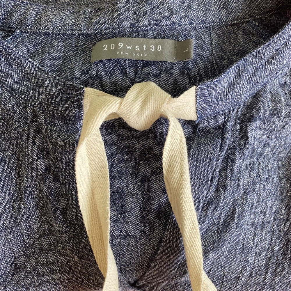 209wst38 New York tie-collar blue shirt SZ L